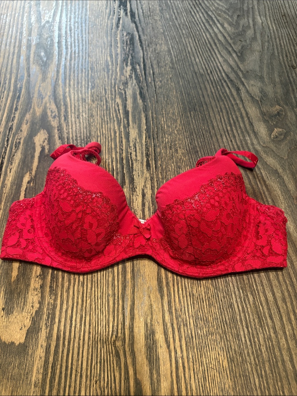 Red Lace Underwire Push-Up Bra